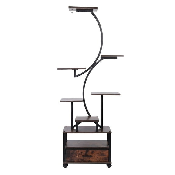 Yibooy Plant Stand Indoor with Grow Lights 9 Tiered Metal Plant Shelf for Home Patio