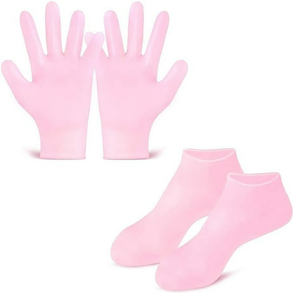 Yibooy Silicone Prevents Dryness Foot & Hand Spa Mask for Feet/Hand Care (Pink)