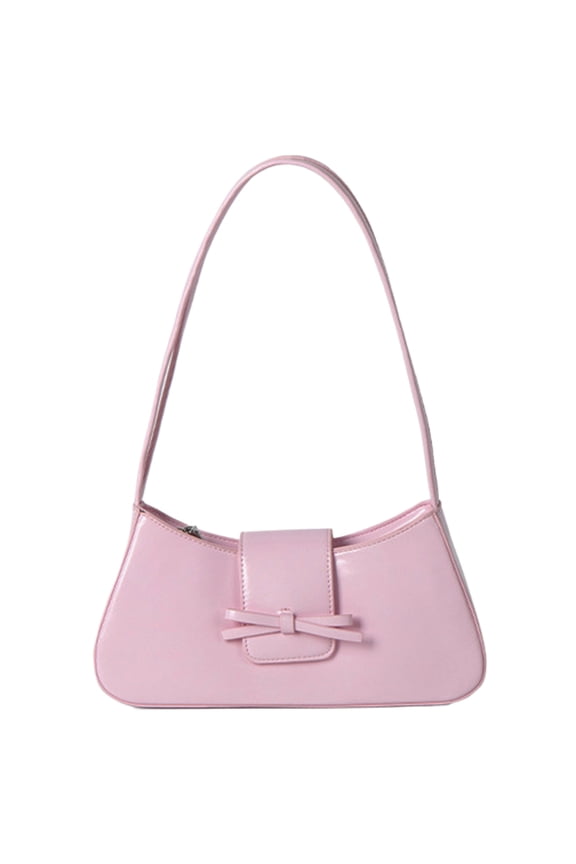 Sweet Bow Shoulder Bag Y2K Purse Fashion Handbag Trendy Underarm Bag (Pink)