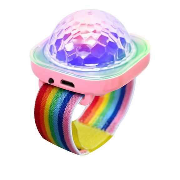 Yibooy USB Mini Bracelet Disco Ball Lights Kids Toy 400mAh for Dance Party (Pink)