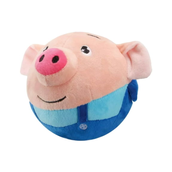 Yibooy USB Rechargeable Dog Plush Toy Singing Talking Bouncing Jump Ball (Blue Pig)