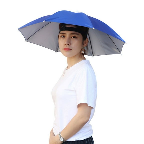 Yibooy Umbrella Hat Hands Free Fishing Cap Foldable Headwear Umbrella (Royal Blue)
