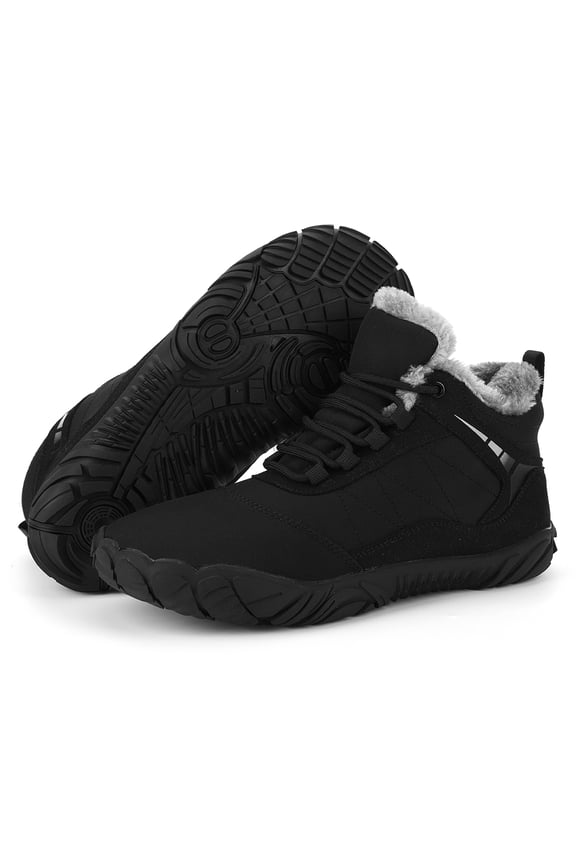 Winter Plush Boots Outdoor Trekking Shoes Non Slip for Men Women (Black 41)