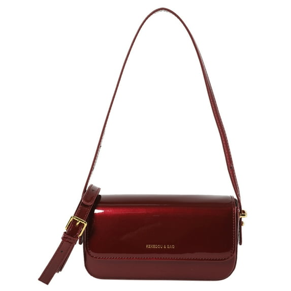 Yibooy Women Chic Single Shoulder Bag Solid Color PU Leather Evening Bag (Red)