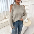 thumbnail image 1 of Yidarton 2022 Fall/Winter Women's Sweater Women's Solid Color Off-the-Shoulder Long Sleeve Women's Chunky Top One Piece Khaki S, 1 of 1