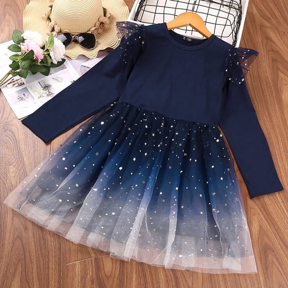 Yidarton 2022 autumn and winter explosion of girls mesh long-sleeved princess skirt children's dress skirt girls autumn dresses