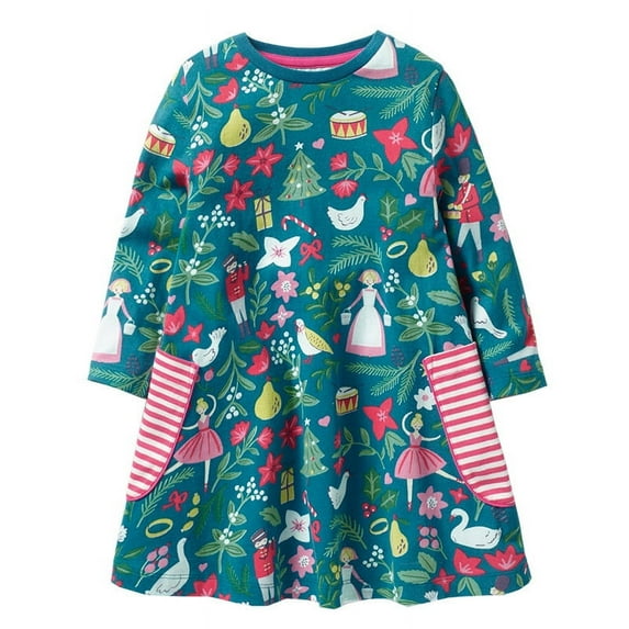 Yidarton 2022 fall girls' dresses knitted long-sleeved Christmas models princess dress 7T