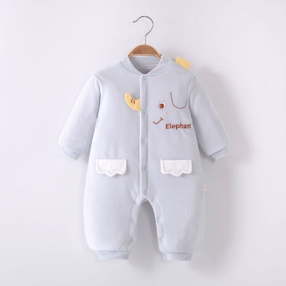 Yidarton Baby Jumpsuit Born Baby Winter Cotton Warm Jumpsuit Newborn Thickened Boneless Coat Cotton-padded Jacket Light Blue