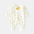 thumbnail image 1 of Yidarton Baby Jumpsuit Newborn Baby Wave Dot Cotton Boneless Clothes Newborn Ears Boys And Girls Climbing Clothes Yellow, 1 of 9
