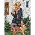 thumbnail image 1 of Yidarton Bohemian Dress Resort Casual Dress Autumn Four Seasons Woman Skirt Dark Blue L Size, 1 of 5
