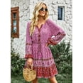 thumbnail image 1 of Yidarton Bohemian Dress Resort Casual Dress Autumn Four Seasons Woman Skirt Pink L Size, 1 of 6