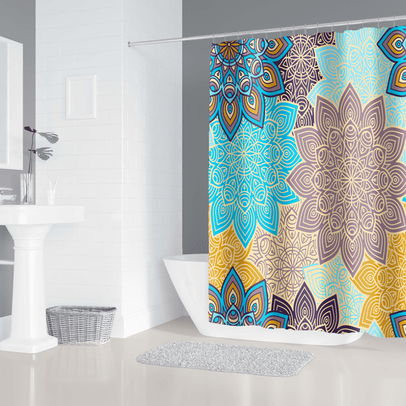Yidarton Boho Shower Curtains 72''*72'' Waterproof Bathroom Shower Curtains Set with 12 Hooks Watercolor Decorative Modern Accessories