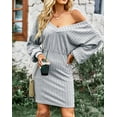 thumbnail image 1 of Yidarton Casual Temperament Dress Autumn & Winter Long-Sleeved Hip Skirt V-Neck Woman Dress Gray M Size, 1 of 5