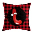 thumbnail image 1 of Yidarton Christmas Pillowcase Red Plaid Short Plush Square Pillow Cover Letter Printing Series Cushion Cover, 1 of 5