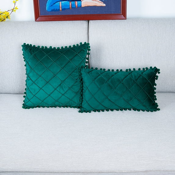 Yidarton Classic Dutch Velvet Plaid Pillow Lace Ball