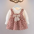 thumbnail image 1 of Yidarton Girls Spring And Autumn Dress 2022 New Baby Foreign Style Cute Fake Two Bubble Sleeve Polka Dot Princess Skirt Red 100CM, 1 of 8