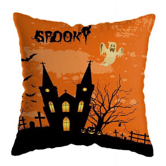 Yidarton Halloween Cartoon Style Pillow Case Short Plush Pillowcase Home Car Sofa Printing PatternCushion Cover
