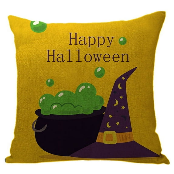Yidarton Halloween Decoration Pillowcase Linen Printing Pattern Pillow Case Cartoon Printed Waist Pillow Cover