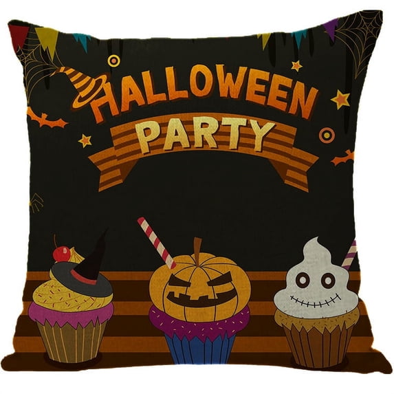 Yidarton Halloween Home Printing Pattern Pillow Cover Letter Cartoon Pumpkin Printed Pillowcase Car Sofa Cushion Cover