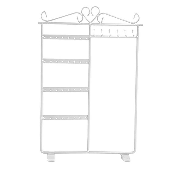 Yidarton Iron Desktop Jewelry Rack Earrings Display Rack Household Necklace Earrings Storage Rack Stall Jewelry Display Rack 32 holes 6 hooks White