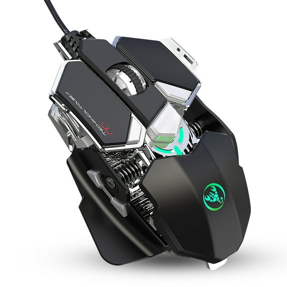 Yidarton J600 Mechanical Game Mouse 9-key Programmable 6400dpi Wired Mouse Light Cool Mouse