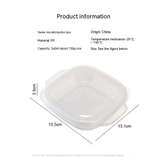 Yidarton Kitchen Microwave Oven High Temperature Resistant Rice Packaging Box Refrigerator Refrigerated Transparent Crisper Box With Steamer Packaging And Finishing Box transparent