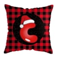 thumbnail image 1 of Yidarton Letter Printing Christmas Series Pillowcase Red Plaid Short Plush Square Cushion Cover Car Sofa Pillow Case, 1 of 5