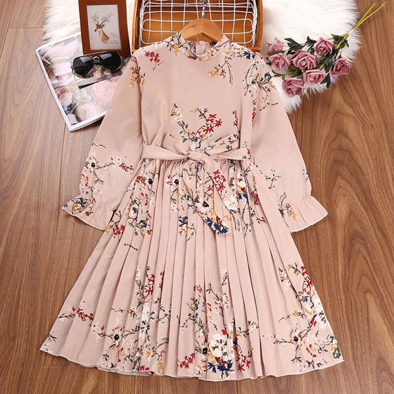 Yidarton Light Pink Autumn 2022 New Children's Dress Long Sleeve Princess Dress Popular Girls Dress