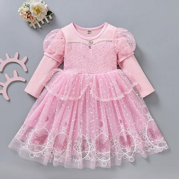 Yidarton New Frozen Princess Elsa Dress Girls' Autumn Long Sleeve Elsa Dress Children's Dress