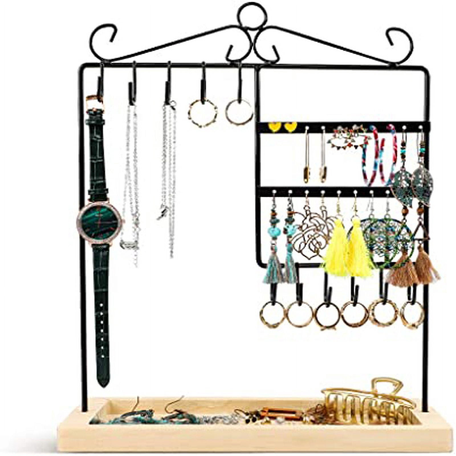 Yidarton New Wooden Base Earrings Storage Rack Necklace Display Rack ...
