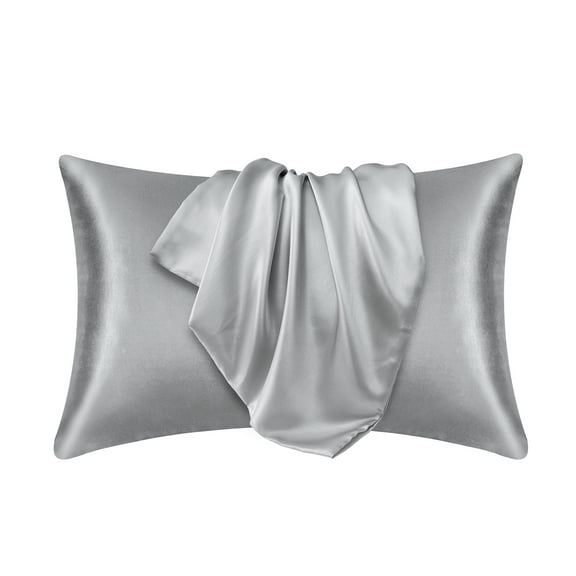 Yidarton Satin Pillowcase for Skin and Hair, Soft Next to Skin, Silk Satin Pillowcase 2 Pack, Standard Size, Queen Size, King Size, Light gray