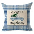 thumbnail image 1 of Yidarton Simple Christmas Pillowcase Blue Plaid Printed Linen Cushion Cover Car Sofa Pillowcase, 1 of 5