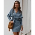 thumbnail image 1 of Yidarton Winter Knit Women's Sweater Sexy Pack Hip Warm Sweater Top Women's One Piece Light Blue S, 1 of 10
