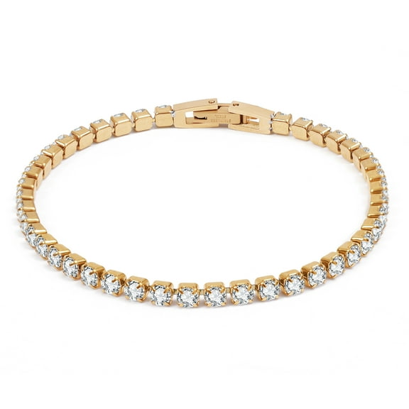 Yidarton Women's Gold Bracelet, 18K Gold Plated Cubic Zirconia Classic Tennis Bracelet, Size 6.7"