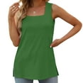 thumbnail image 1 of Yieetim Green Tank Top for Women Fashion Casual Crew Neck Vest Solid Color Comfortable Sleeveless Tee Shirts Female Loose Lightweight Tank Tops, 1 of 6
