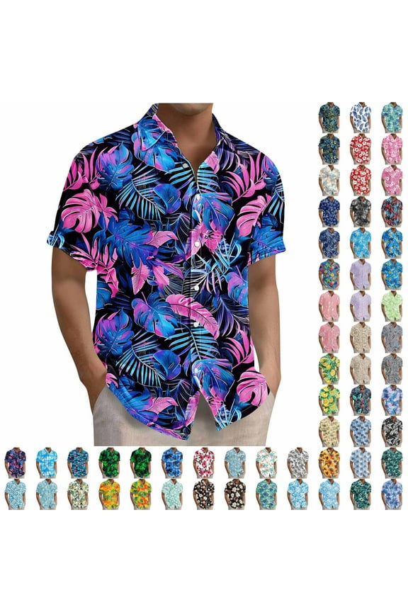 Hawaiian Small V-Neck Short Shirts For Mens, Quickly Dry Summer Short Shirts , Tropical Vacation Stylish Print Beach Shirts, Vintage Print Board Shirts For Surfing XXXXL