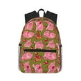 thumbnail image 1 of Yield Cartoon Pigs Print Backpack for Women Men, Lightweight Casual Travel Daypack, Classic Basic College Backpack, Middle School Bag, 1 of 1