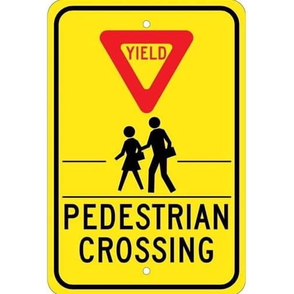 Yield Pedestrian Crossing Sign - Parking Metal Sign 8x12 Inch for Security