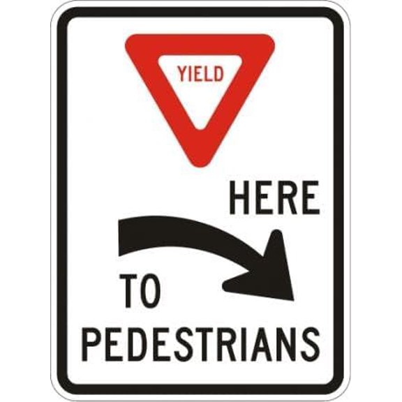 Yield to Pedestrians Right Sign Regulatory Traffic Signs Metal Sign Tin Sign 12x16 Inch - Caution Safety Warning Security Signs Indoor & Outdoor Signs for Home, Office, Work