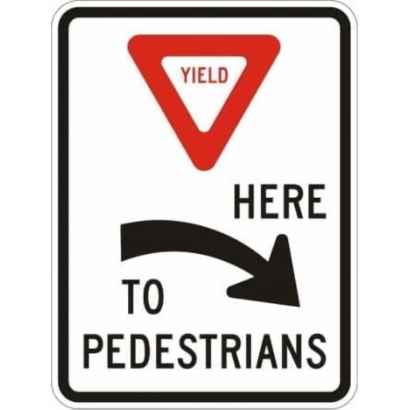 Yield to Pedestrians Right Sign Regulatory Traffic Signs Metal Sign Tin Sign 12x16 Inch - Caution Safety Warning Security Signs Indoor & Outdoor Signs for Home, Office, Work