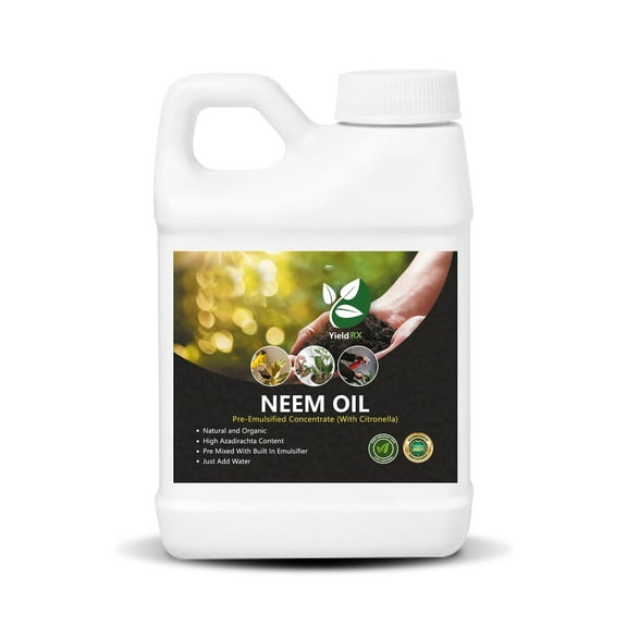 Yield RX Neem Oil - Pre-Emulsified Concentrate, Unscented - High Azadirachtin Content, Ready-to-Use with Water (16 oz)