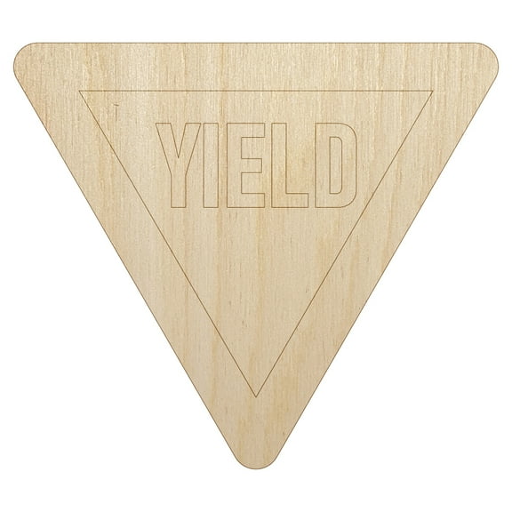 Yield Sign Wood Shape Unfinished Piece Cutout Craft DIY Projects - 6.25 Inch Size - 1/8 Inch Thick