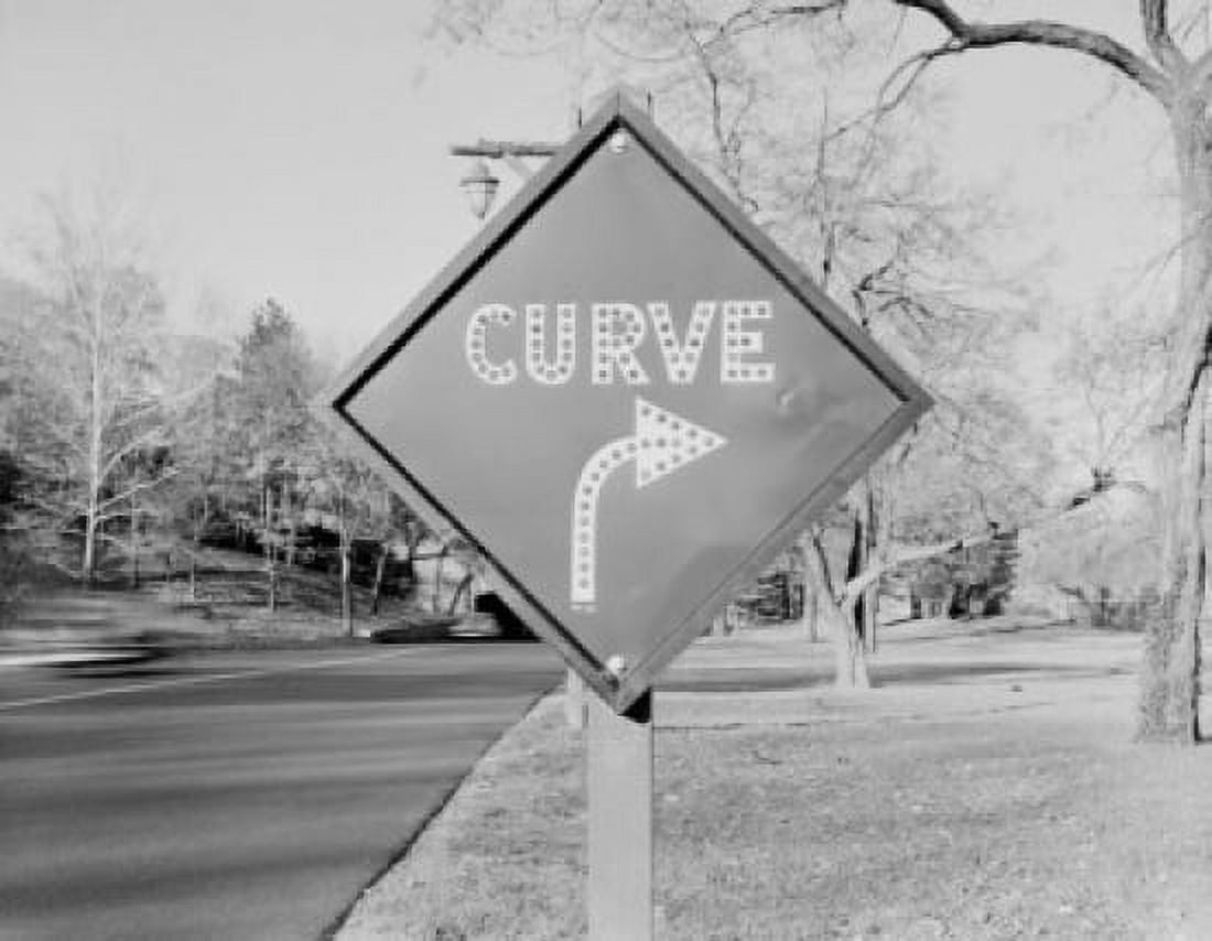 Yield for curve caution sign Canvas Art - (24 x 36)