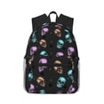 thumbnail image 1 of Yield purple cyan brown Skull Print Backpack for Women Men, Lightweight Casual Travel Daypack, Classic Basic College Backpack, Middle School Bag, 1 of 5
