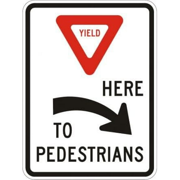 Yield to Pedestrians Right Sign Regulatory Traffic Signs Metal - Caution Safety Warning Security Signs Indoor & Outdoor Size: 8 x 12 inch