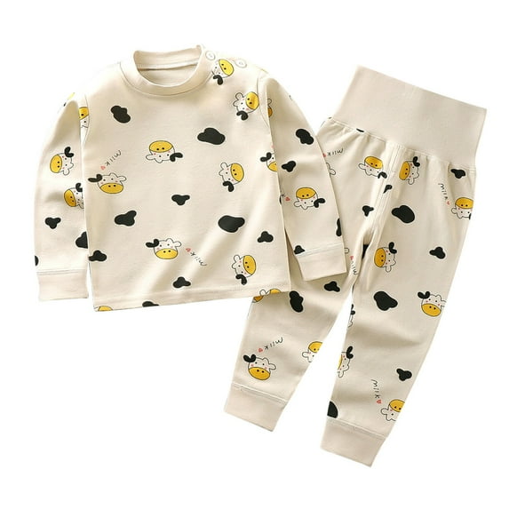 Yievot 0-8T Toddler Baby Boy 2 Piece Outfits Print Long Sleeve Tops with Pants Set Homewear Loungewear Sleepwear Fall Baby Boy Clothes on Clearance