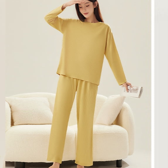 Maplenight 2 Piece Pajama Sets for Women Cotton Thermal Underwear Set Long Sleeve Base Layer Tops and Wide Leg Pants Warm Winter Outfits