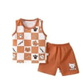 thumbnail image 1 of Winter Saving! Yievot 2Pcs Toddler Baby Boy Sets Clothes Cotton Cartoons Printed Sleeveless Tshirt and Shorts Set Child Baby Boy Outfits 3 Months-6 Years 2024 Summer Outdoor Playset on Clearance, 1 of 3