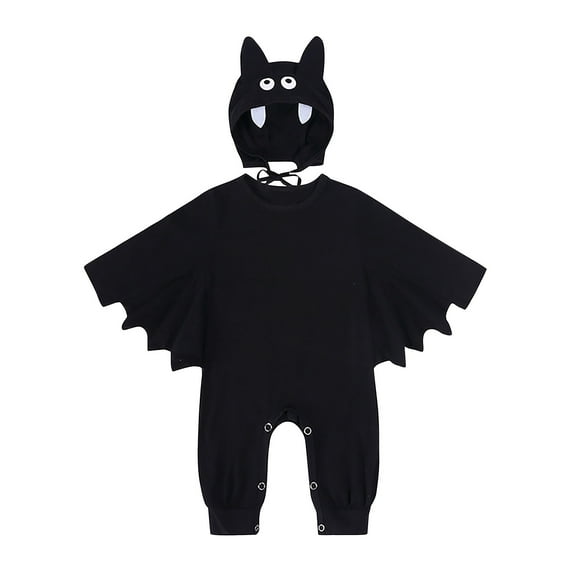 Yievot 3-18 Months Newborn Baby Boy Romper with Hat Halloween Baby Clothes Black Long Sleeve Bodysuit Jumpsuit Infant Cute Outfits