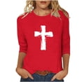 thumbnail image 1 of Yievot 3/4 Length Sleeve Womens Easter Shirts Graphic Printed Tee Loose Crew Neck Womens Tops, 1 of 4